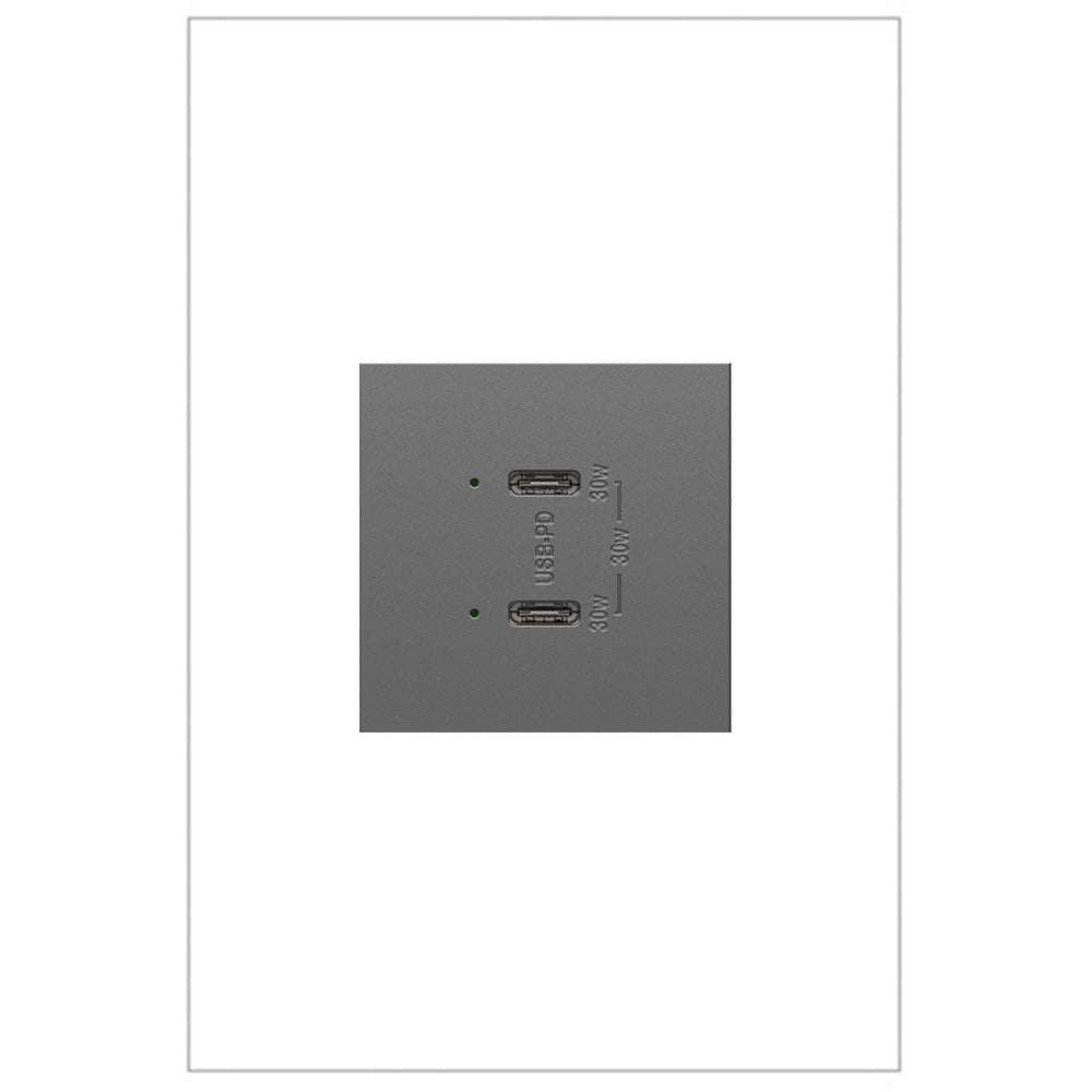 Legrand Canada - Ultra-Fast Plus Power Delivery USB Type-C/C Outlet Module - Magnesium- Union Lighting Luminaires Decor