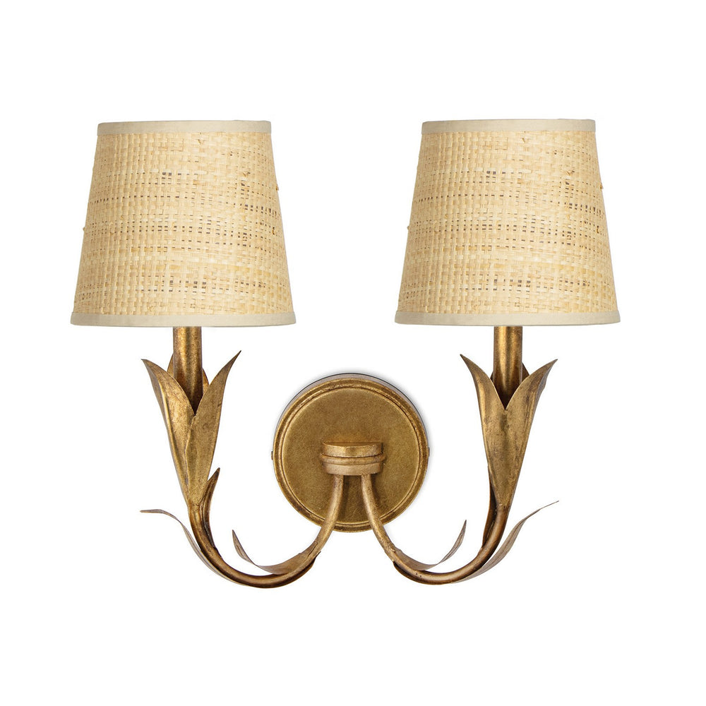 Regina Andrew Canada - Two Light Wall Sconce - River Reed - Antique Gold Leaf- Union Lighting Luminaires Decor