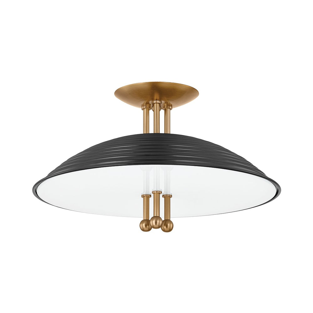Troy Lighting Canada - Three Light Semi Flush Mount - Larkin - Patina Brass/Soft Black- Union Lighting Luminaires Decor