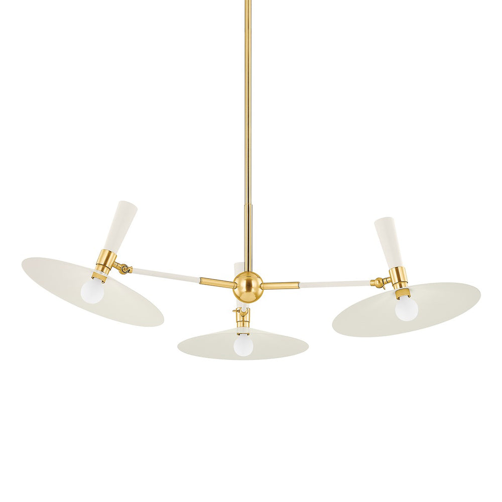 Mitzi Canada - Three Light Chandelier - Milena - Aged Brass/Soft Cream- Union Lighting Luminaires Decor