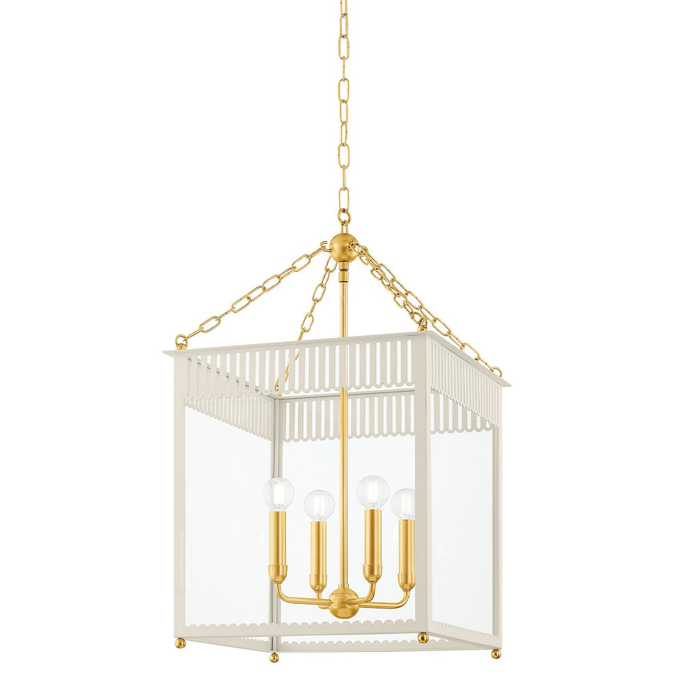 Mitzi Canada - Four Light Lantern - Rosalie - Aged Brass/Soft Cream- Union Lighting Luminaires Decor
