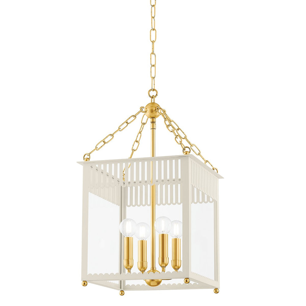 Mitzi Canada - Four Light Lantern - Rosalie - Aged Brass/Soft Cream- Union Lighting Luminaires Decor