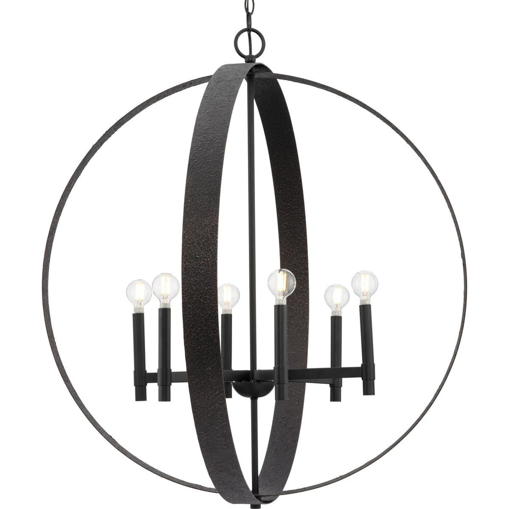 Progress Canada - Six Light Chandelier - Allegheny - Matte Black- Union Lighting Luminaires Decor