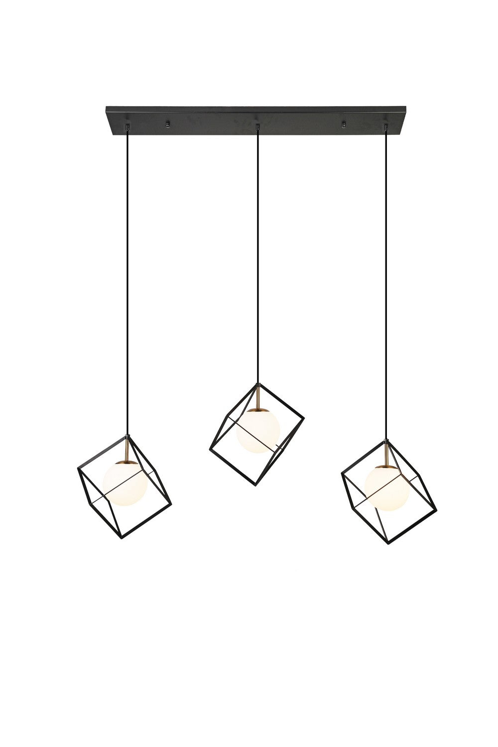 Vinci Lighting - Three Light Chandelier - Cubo - Aged Brass/Black- Union Lighting Luminaires Decor