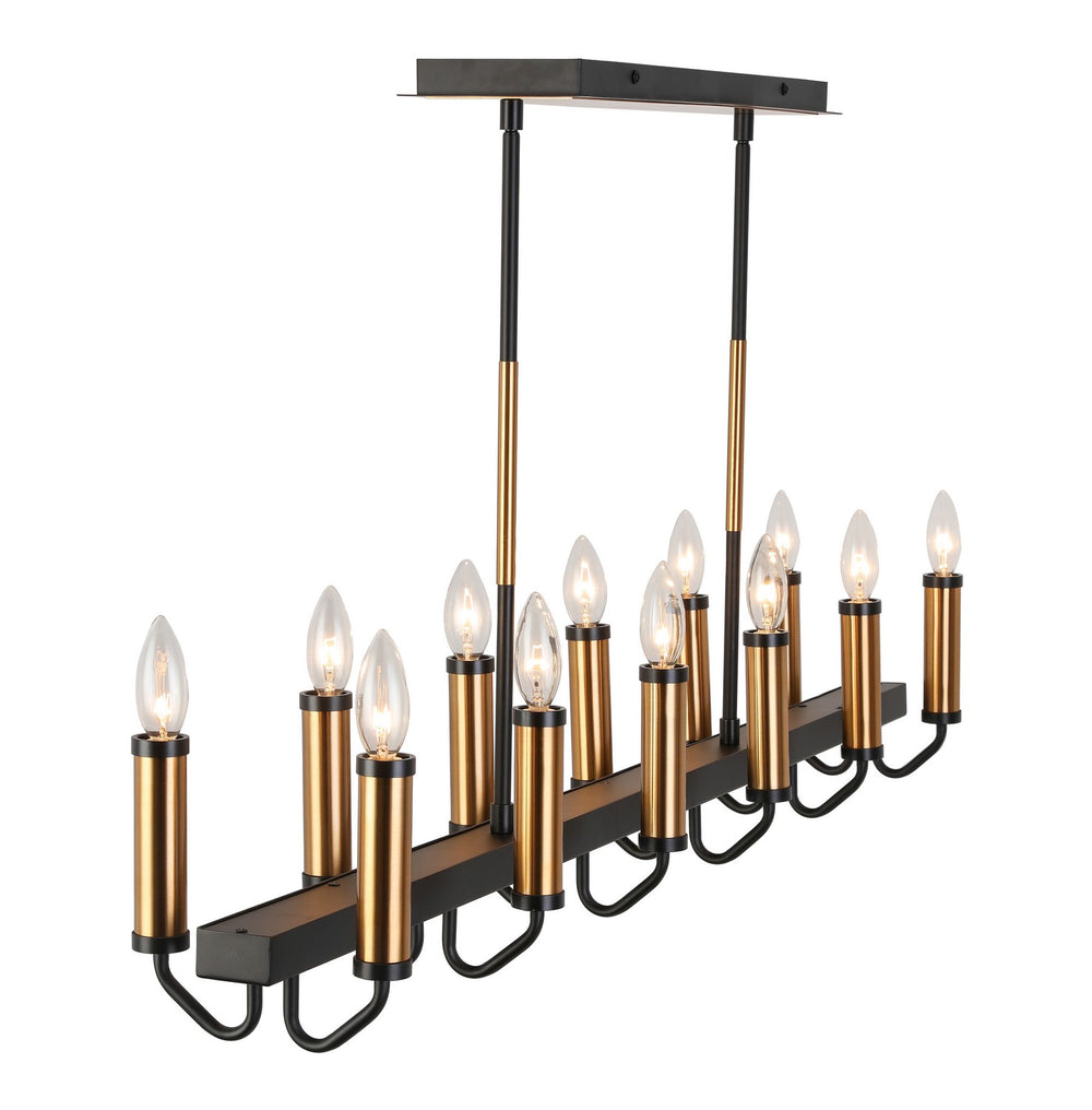 Vinci Lighting - 12 Light Chandelier - Tiffany - Aged Brass/Black- Union Lighting Luminaires Decor