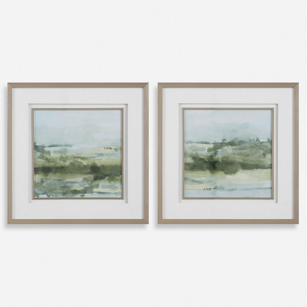 Uttermost - Landscape Prints Set/2 - Soft Sage - Brushed Champagne Gold- Union Lighting Luminaires Decor