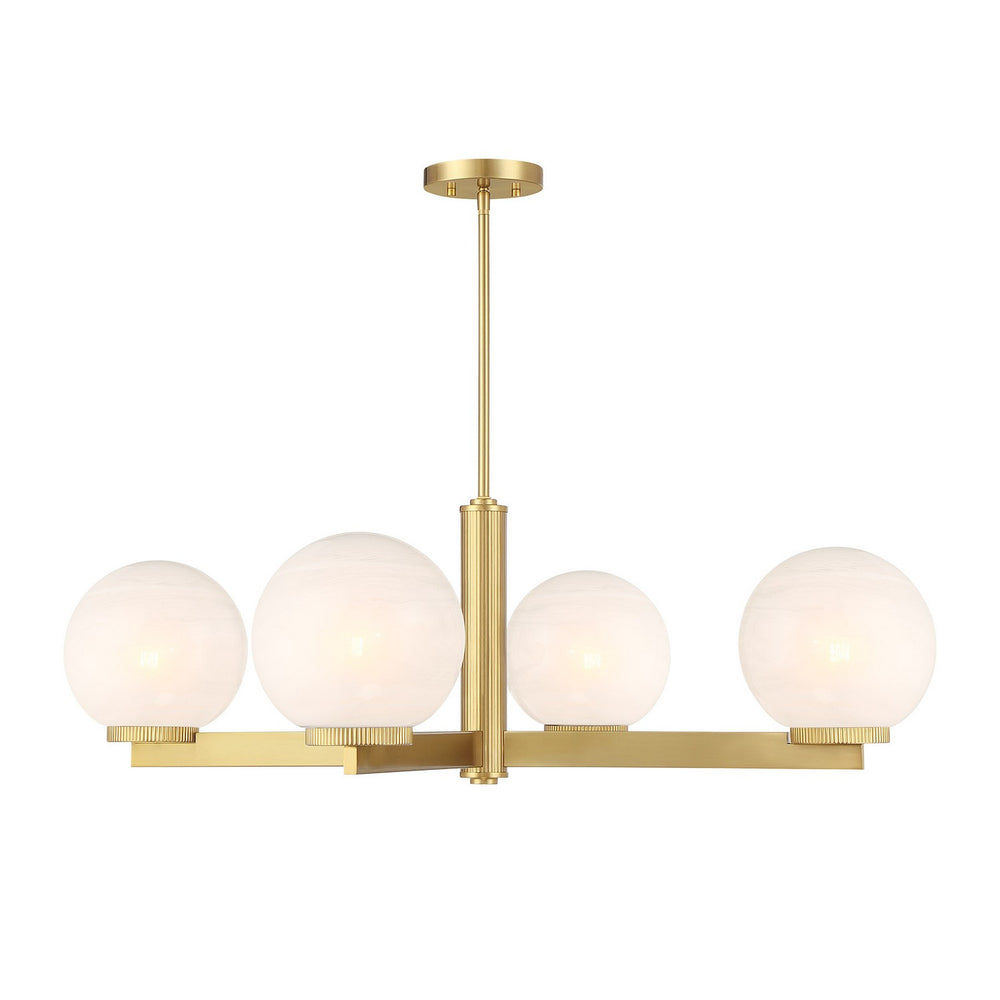 Meridian - Four Light Chandelier - Natural Brass- Union Lighting Luminaires Decor