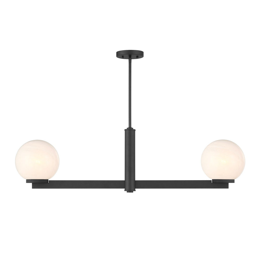 Meridian - Two Light Linear Chandelier - Matte Black- Union Lighting Luminaires Decor