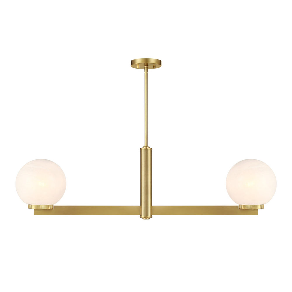 Meridian - Two Light Linear Chandelier - Natural Brass- Union Lighting Luminaires Decor