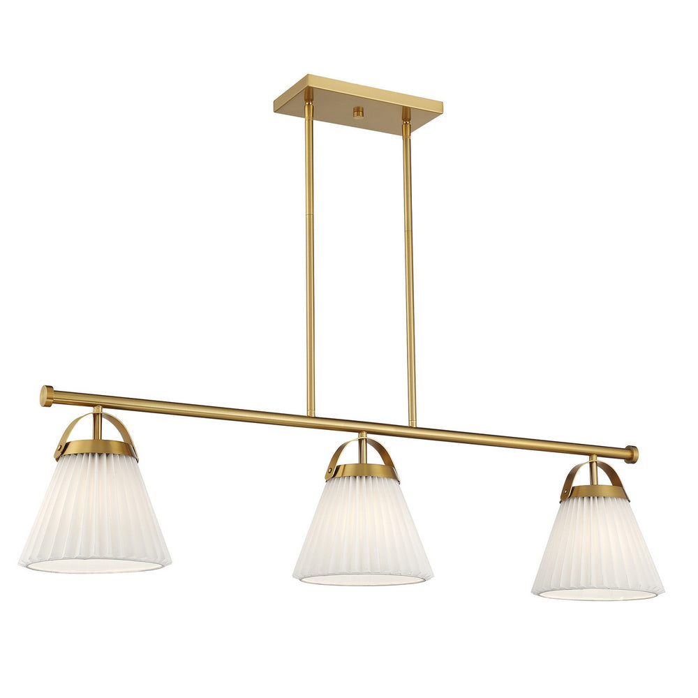 Meridian - Three Light Linear Chandelier - Natural Brass- Union Lighting Luminaires Decor