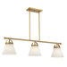 Meridian - Three Light Linear Chandelier - Natural Brass- Union Lighting Luminaires Decor