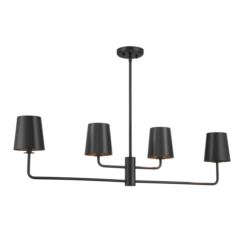Meridian - Four Light Linear Chandelier - Matte Black- Union Lighting Luminaires Decor