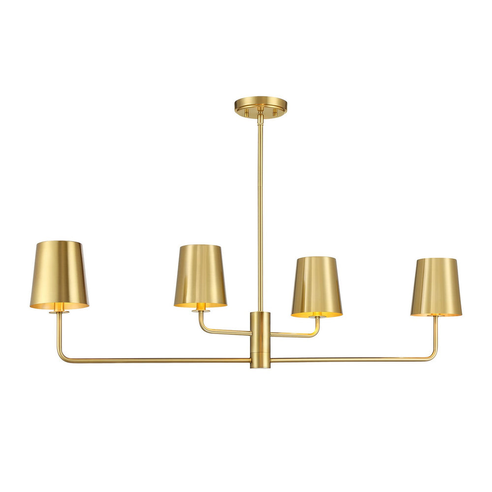 Meridian - Four Light Linear Chandelier - Natural Brass- Union Lighting Luminaires Decor