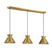 Meridian - Three Light Linear Chandelier - Natural Brass- Union Lighting Luminaires Decor
