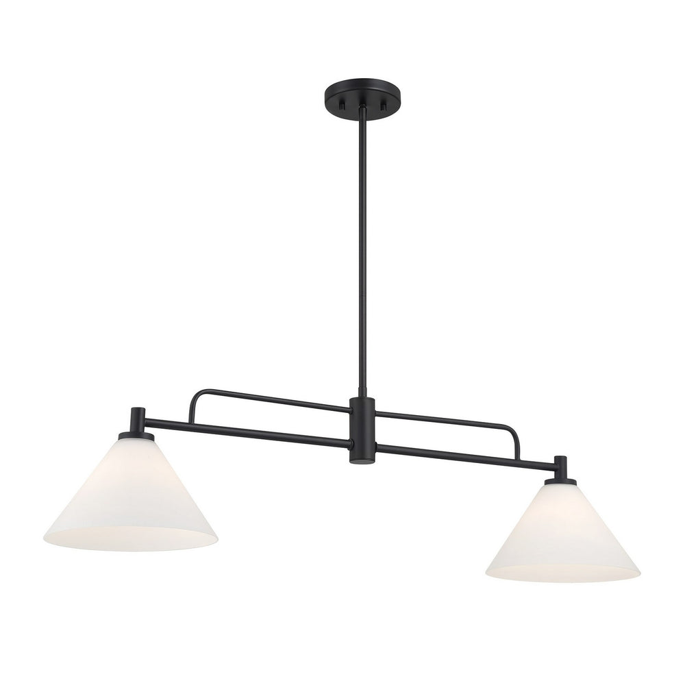 Meridian - Two Light Chandelier - Matte Black- Union Lighting Luminaires Decor
