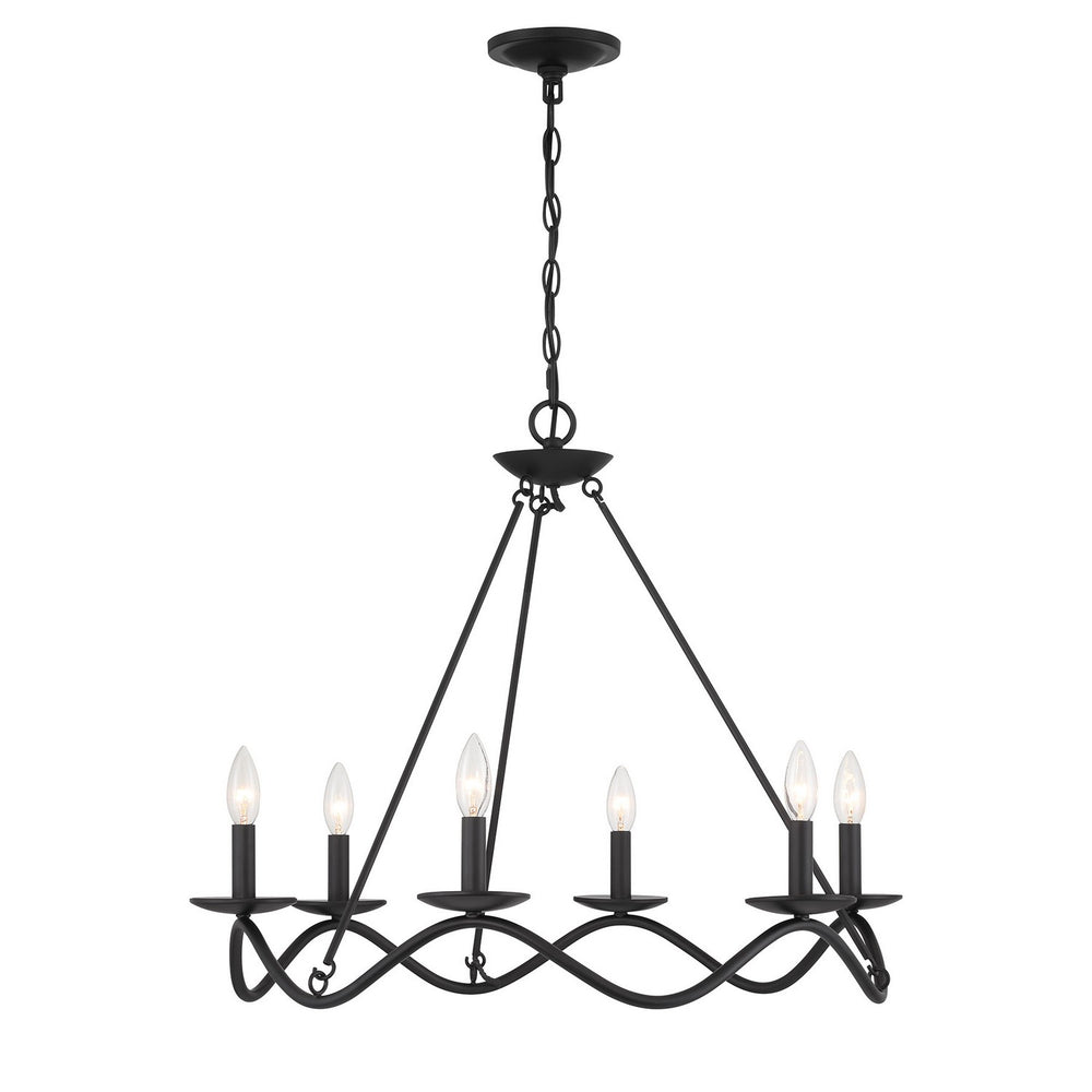 Meridian - Six Light Chandelier - Matte Black- Union Lighting Luminaires Decor