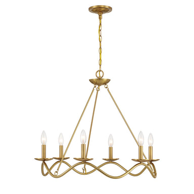 Meridian - Six Light Chandelier - Natural Brass- Union Lighting Luminaires Decor