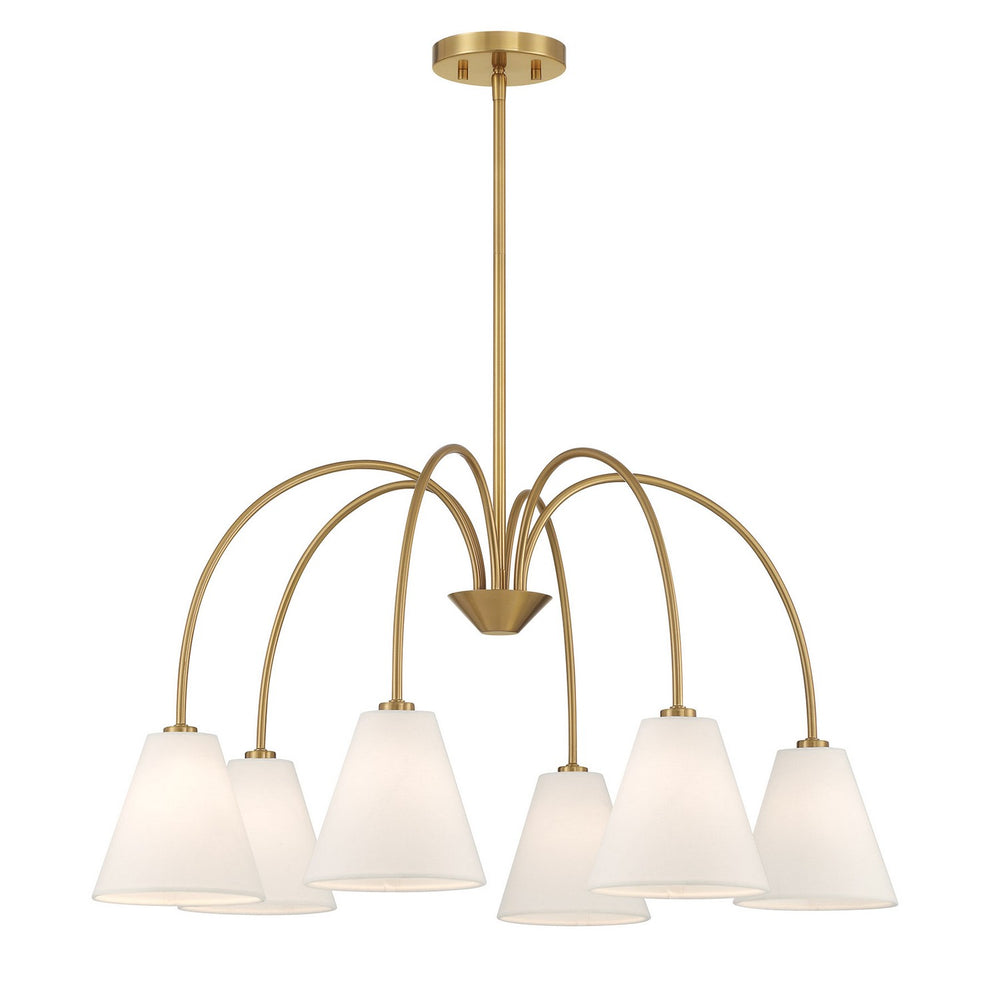 Meridian - Six Light Chandelier - Natural Brass- Union Lighting Luminaires Decor