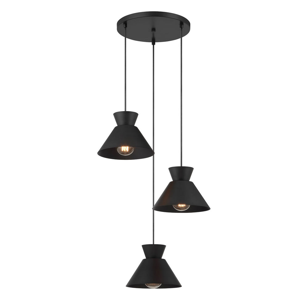 Meridian - Three Light Chandelier - Matte Black- Union Lighting Luminaires Decor