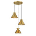 Meridian - Three Light Chandelier - Natural Brass- Union Lighting Luminaires Decor
