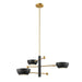 Meridian - Three Light Chandelier - Matte Black and Natural Brass- Union Lighting Luminaires Decor