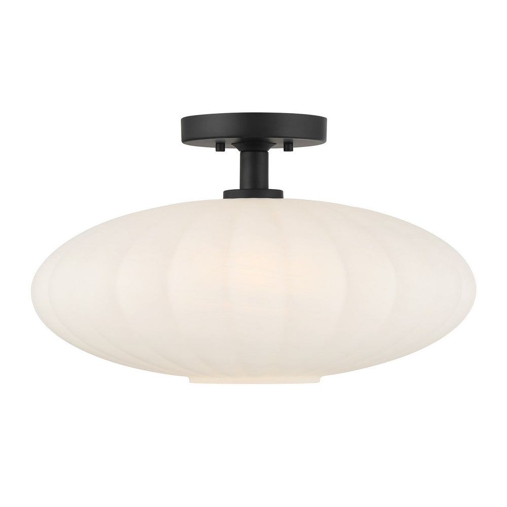 Meridian - One Light Semi-Flush Mount - Matte Black- Union Lighting Luminaires Decor