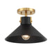 Meridian - One Light Semi-Flush Mount - Matte Black and Natural Brass- Union Lighting Luminaires Decor
