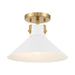 Meridian - One Light Semi-Flush Mount - White and Natural Brass- Union Lighting Luminaires Decor