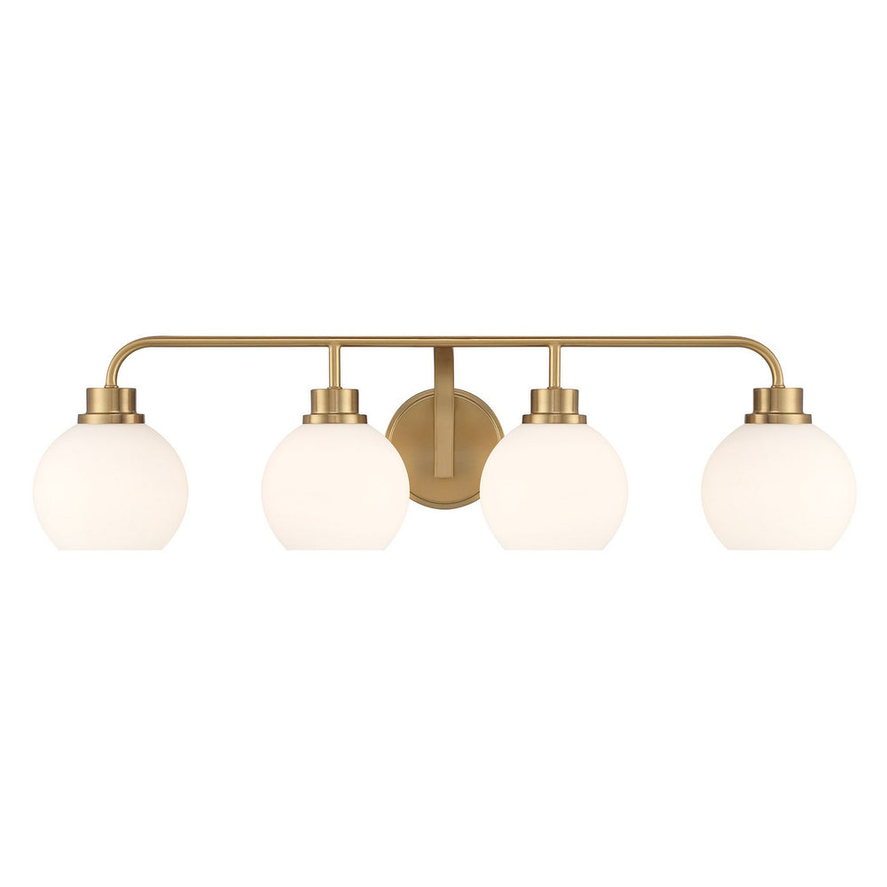 Meridian - Four Light Bathroom Vanity - Natural Brass- Union Lighting Luminaires Decor