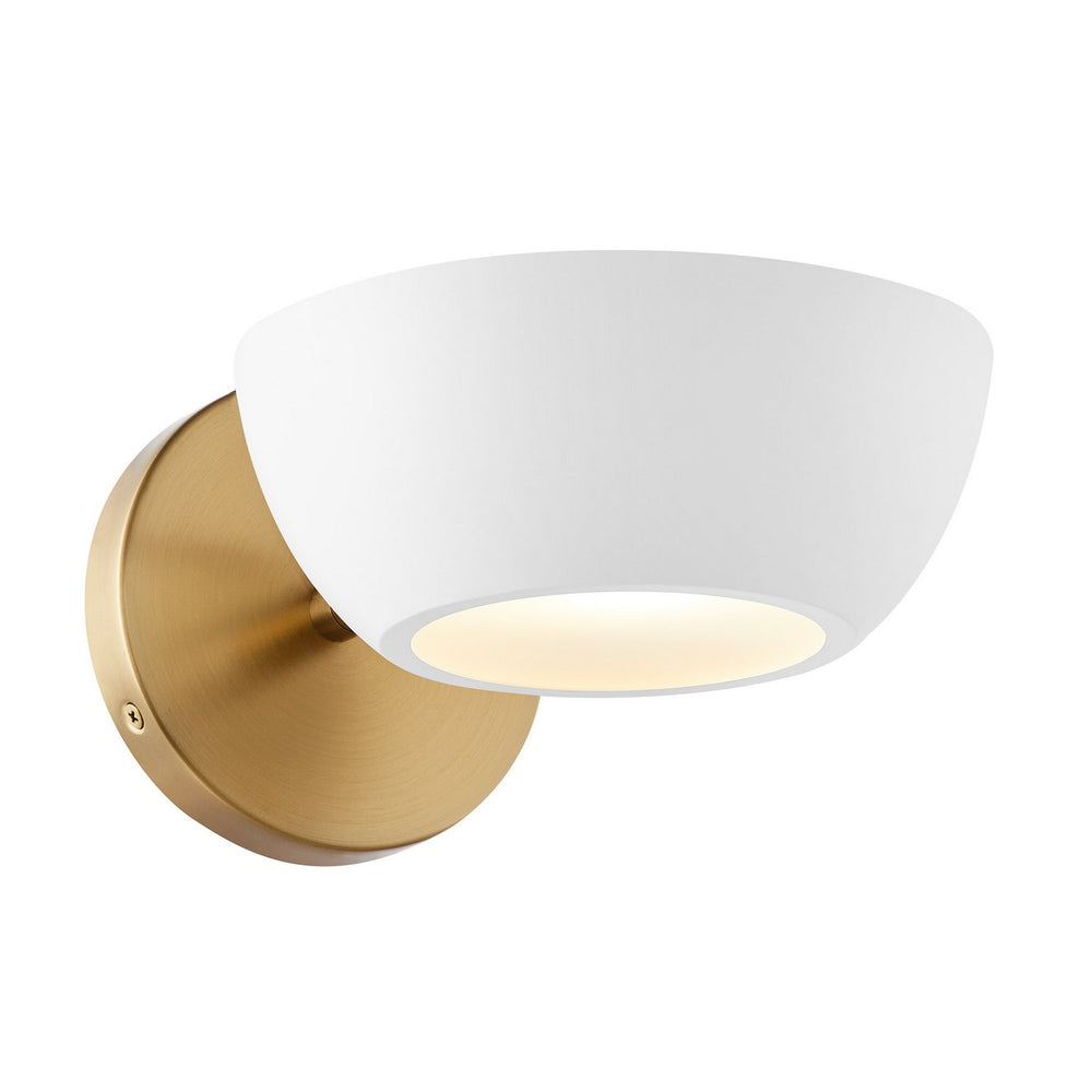 Meridian - One Light Wall Sconce - White and Natural Brass- Union Lighting Luminaires Decor