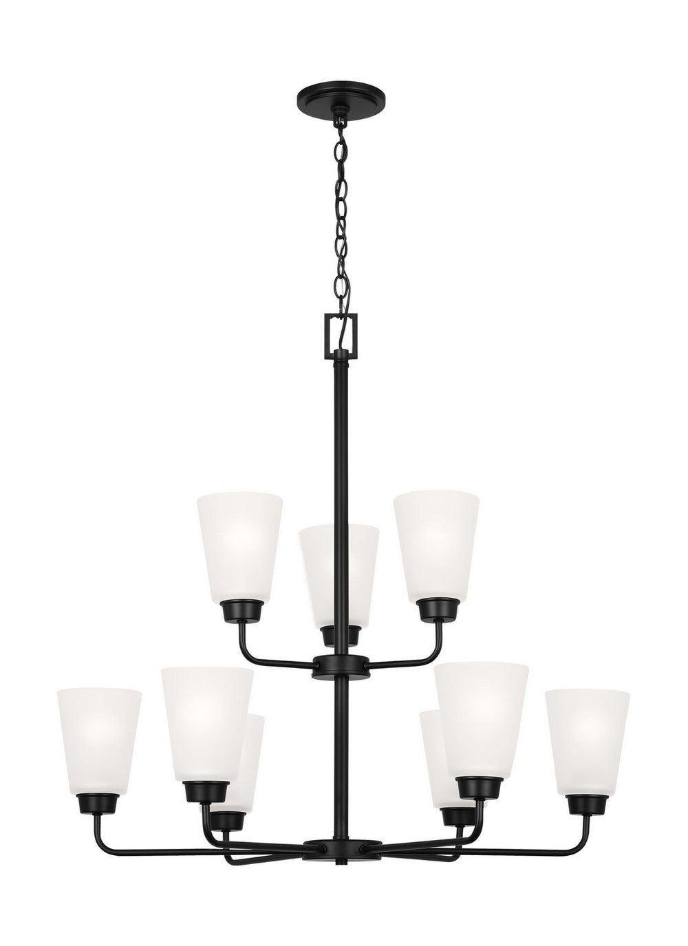 Generation Lighting Canada - Nine Light Chandelier - Kerrville - Midnight Black- Union Lighting Luminaires Decor