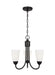 Generation Lighting Canada - Three Light Chandelier - Seville - Midnight Black- Union Lighting Luminaires Decor