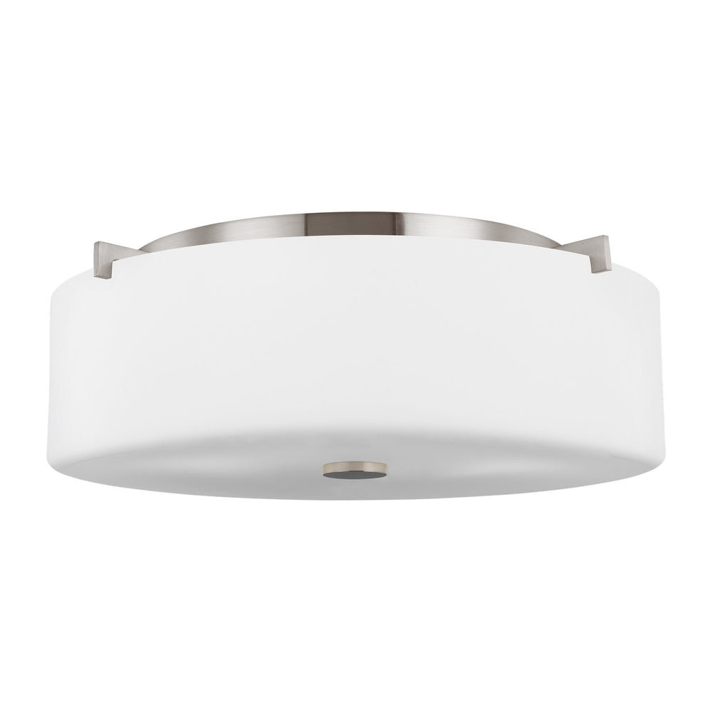 Generation Lighting Canada - Three Light Flush Mount - Sunset Drive - Brushed Steel- Union Lighting Luminaires Decor