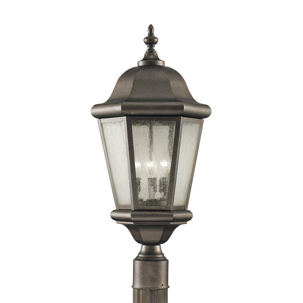Generation Lighting Canada - Three Light Outdoor Post Lantern - Martinsville - Corinthian Bronze- Union Lighting Luminaires Decor