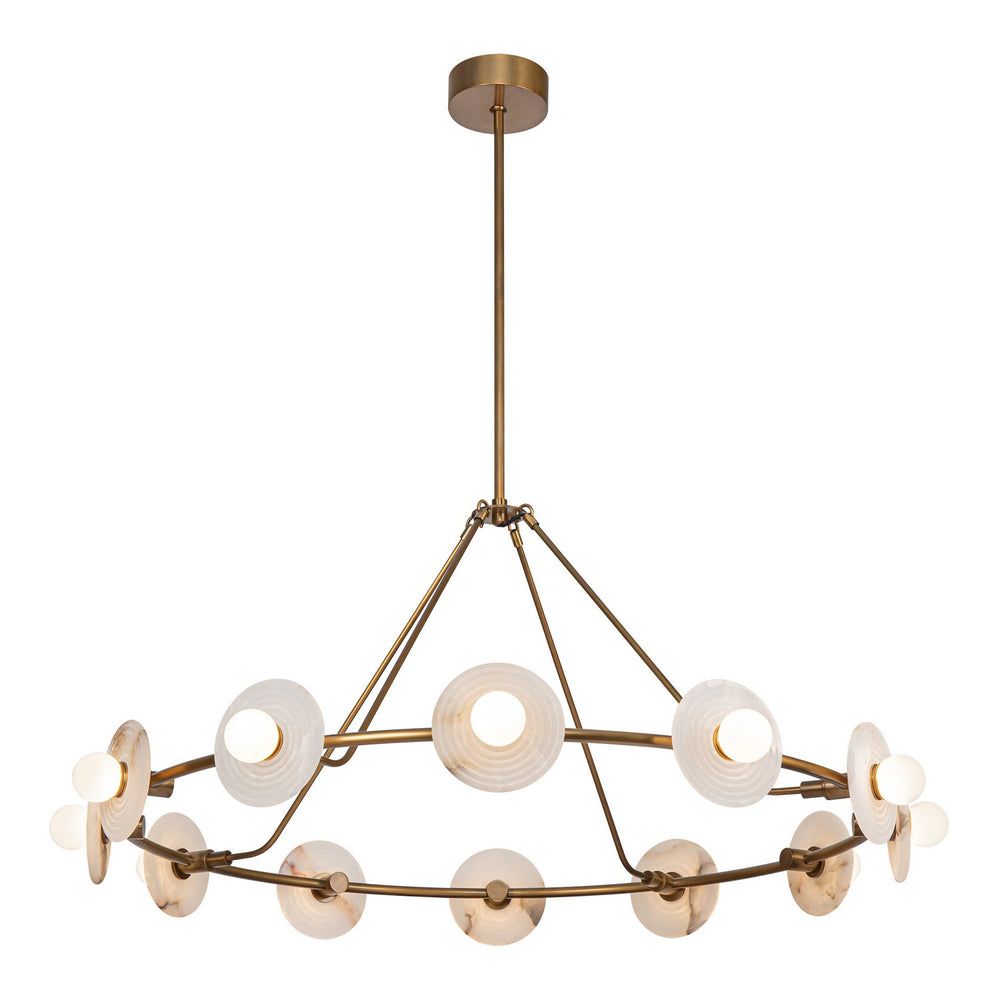 Alora Canada - LED Chandelier - Dahlia - Vintage Brass/Alabaster- Union Lighting Luminaires Decor