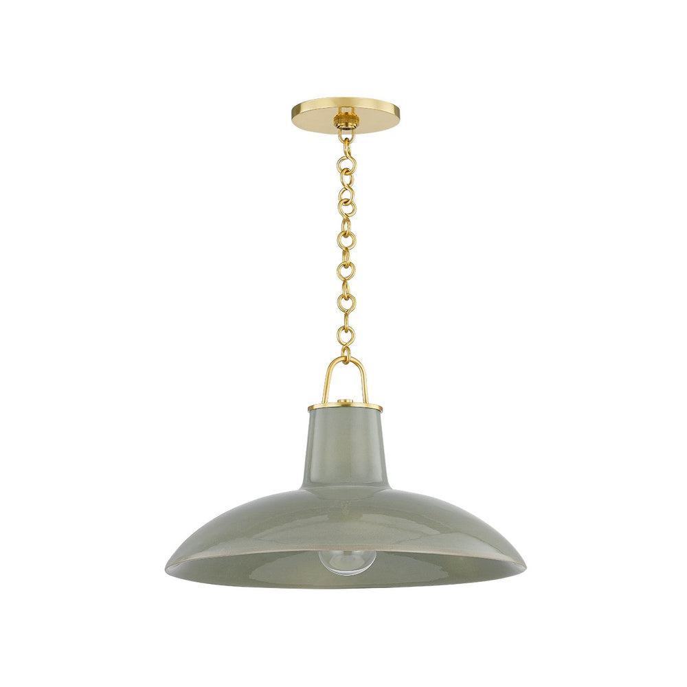 Hudson Valley Canada - One Light Pendant - Pottersville - Aged Brass/Ceramic Moss Crackle- Union Lighting Luminaires Decor