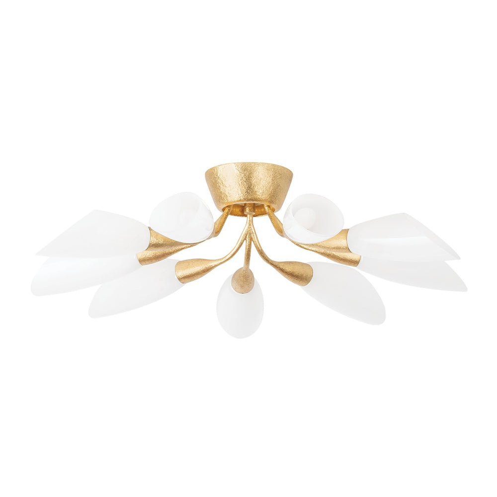 Hudson Valley Canada - Nine Light Semi Flush Mount - Enfield - Vintage Gold Leaf- Union Lighting Luminaires Decor