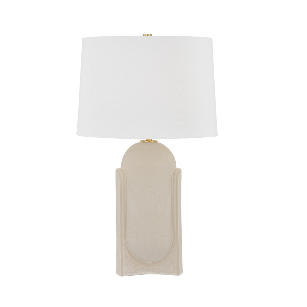 Hudson Valley Canada - One Light Table Lamp - Leeston - Aged Brass/Ceramic Moonstone Sand- Union Lighting Luminaires Decor