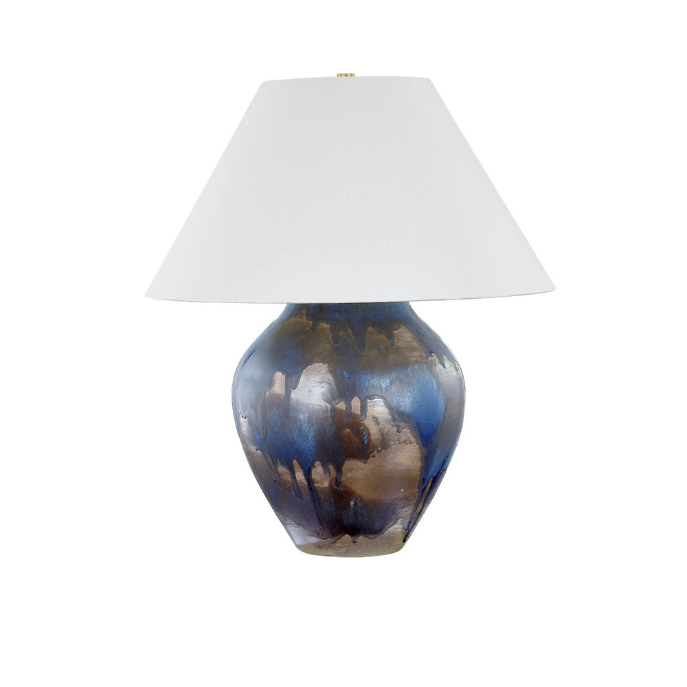 Hudson Valley Canada - One Light Table Lamp - Pleasantville - Aged Brass/Ceramic Silt Blue- Union Lighting Luminaires Decor