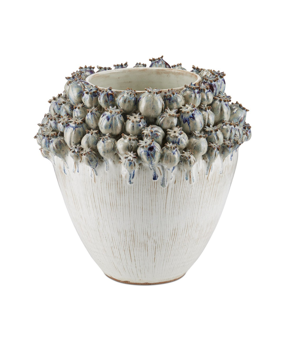 Currey and Company - Vase - Poppy Pod Crown Collection - Ivory / Reactive Blue & Purple- Union Lighting Luminaires Decor