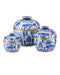Currey and Company - Rice Tureen Set of 3 - Blue & White Rice Tureen Set of 3 - White/Blue/Brass- Union Lighting Luminaires Decor