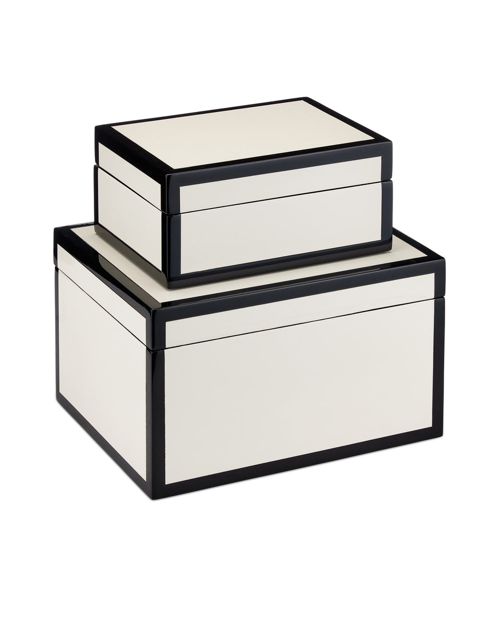 Currey and Company - Box Set of 2 - Lacquer - Ivory/Black- Union Lighting Luminaires Decor