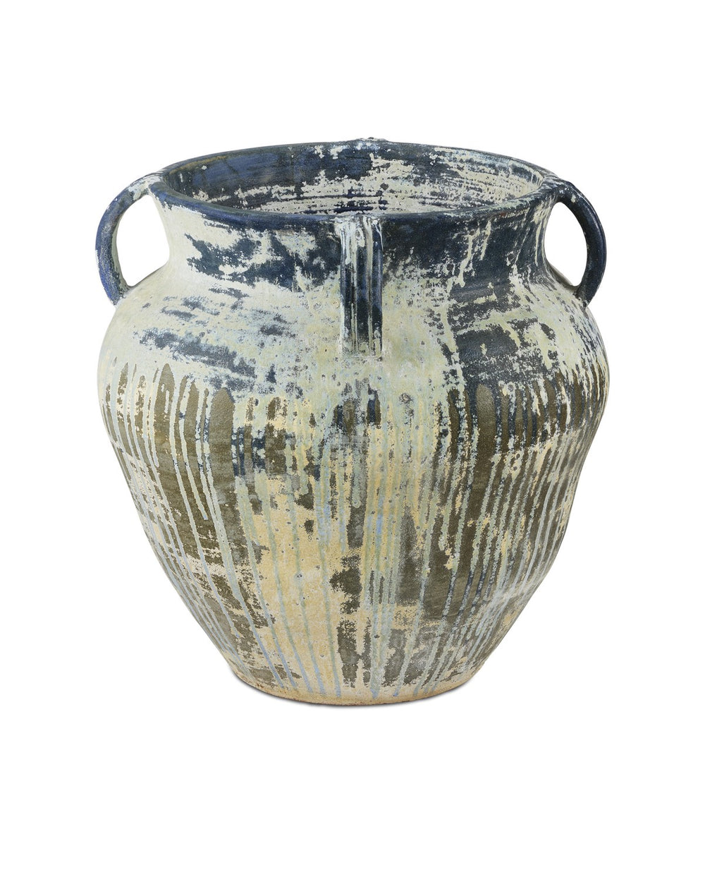 Currey and Company - Planter - Agrigento - Antique White/Blue Drip- Union Lighting Luminaires Decor