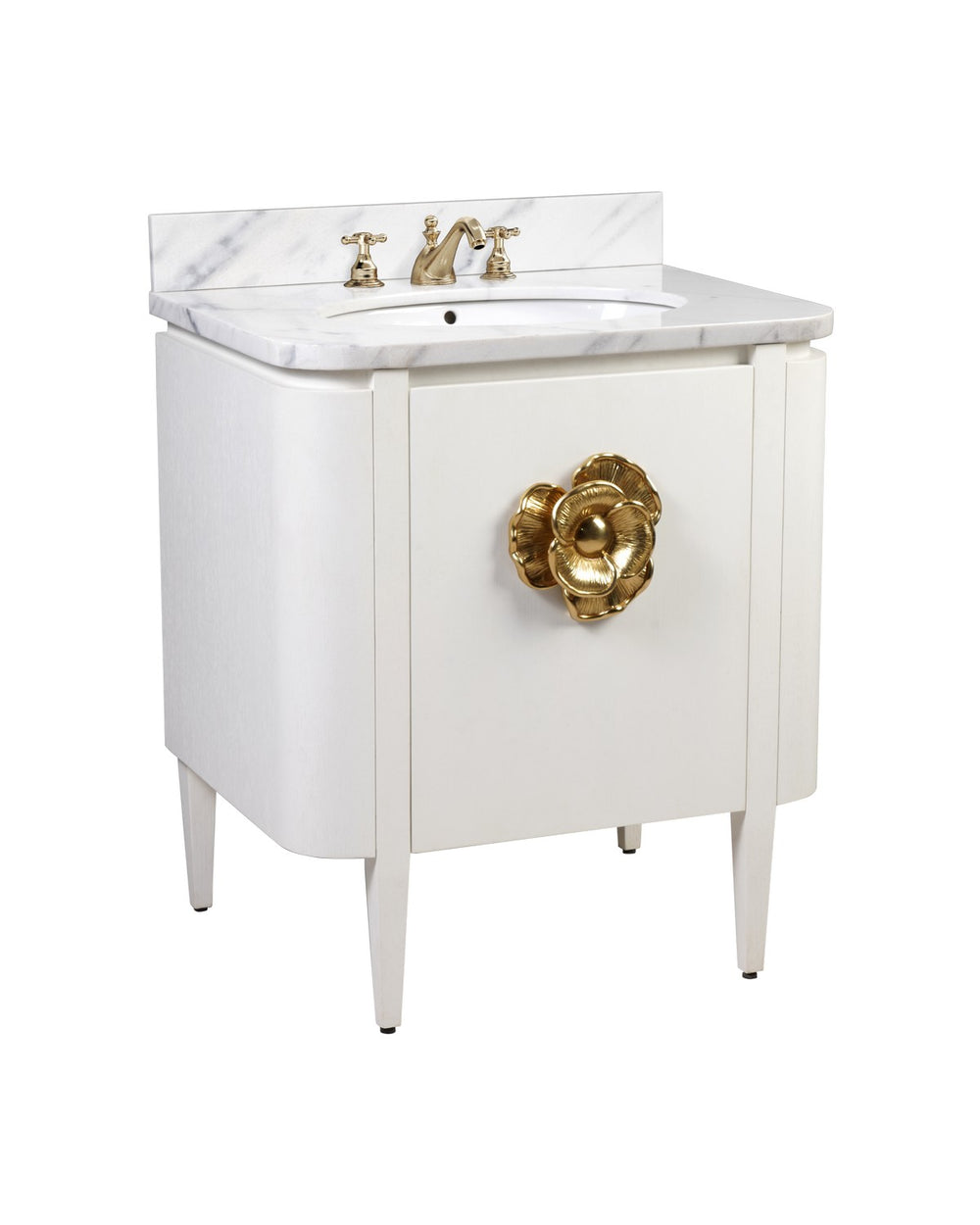 Currey and Company - Vanity with Sink - Cerused White / Natural / White / Polished Brass- Union Lighting Luminaires Decor
