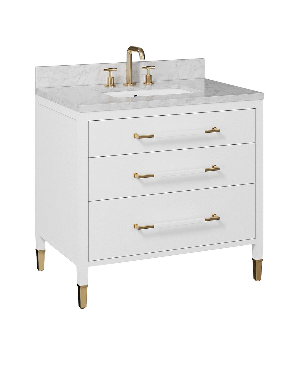 Currey and Company - Vanity with Sink - Acrylic White / Natural / White / Champagne- Union Lighting Luminaires Decor