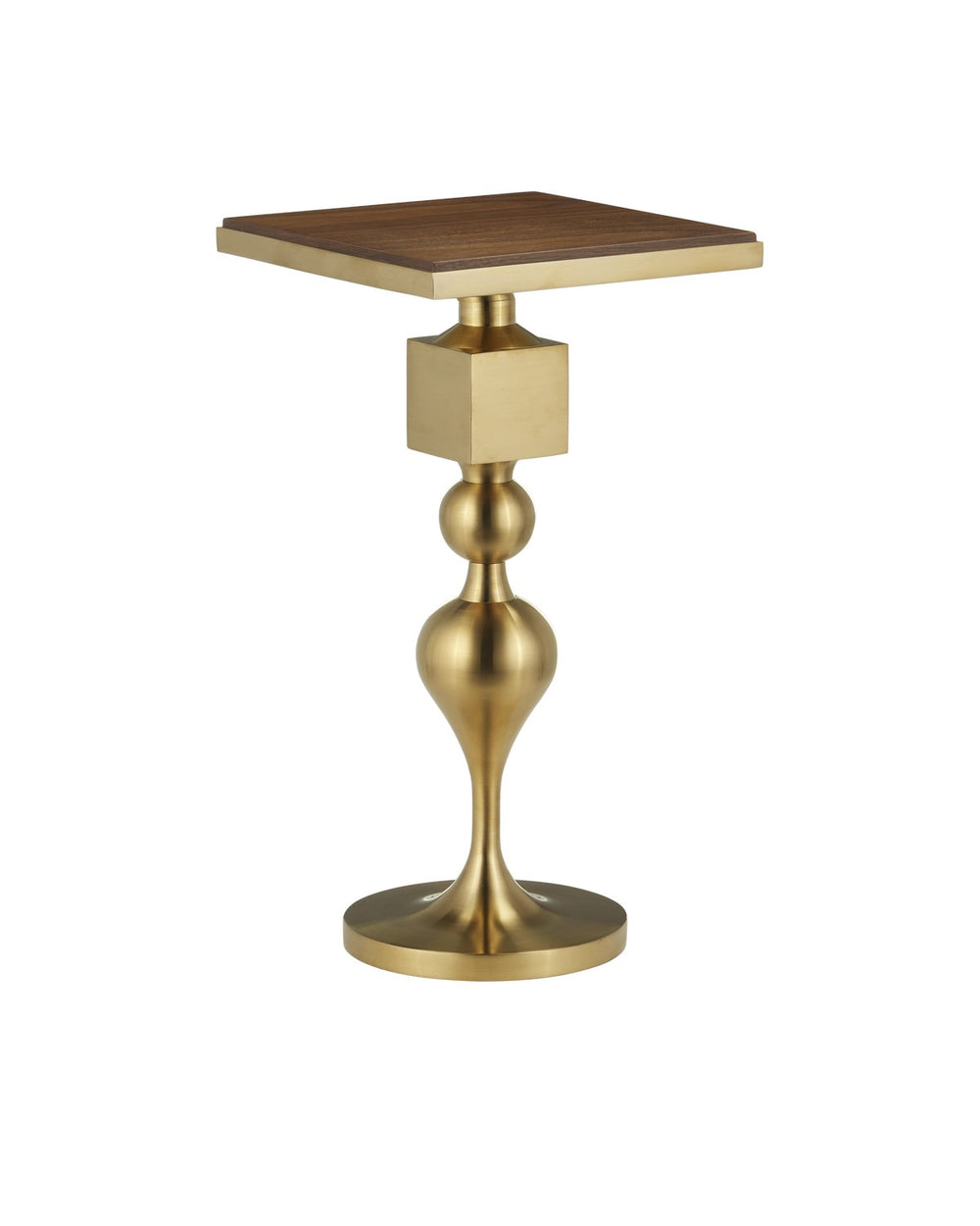 Currey and Company - Accent Table - Maeve Collection - Brushed Brass / Walnut- Union Lighting Luminaires Decor