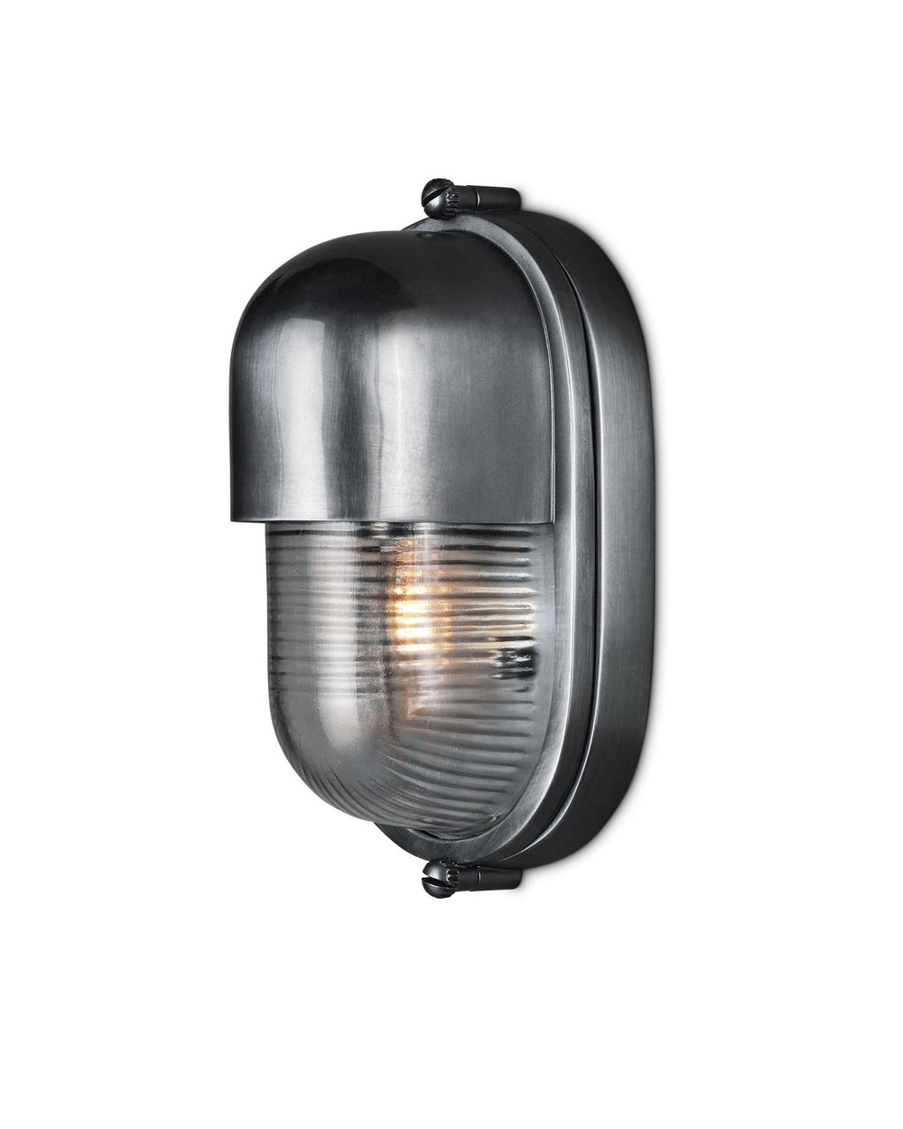 Currey and Company - One Light Outdoor Wall Sconce - Maritime - Antique Silver/Clear- Union Lighting Luminaires Decor