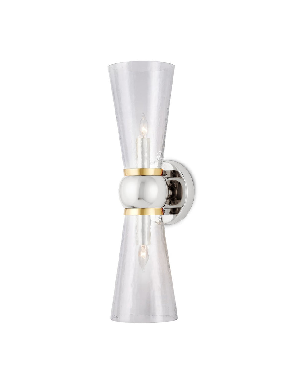 Currey and Company - Two Light Bath Wall Sconce - Byford - Polished Nickel/Clear/Polished Brass- Union Lighting Luminaires Decor