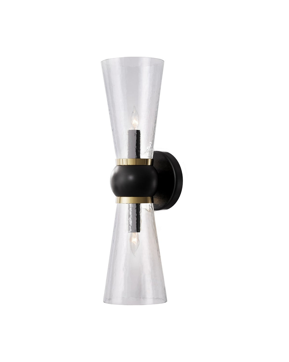 Currey and Company - Two Light Bath Wall Sconce - Byford - Oil Rubbed Bronze/Clear/Polished Brass- Union Lighting Luminaires Decor