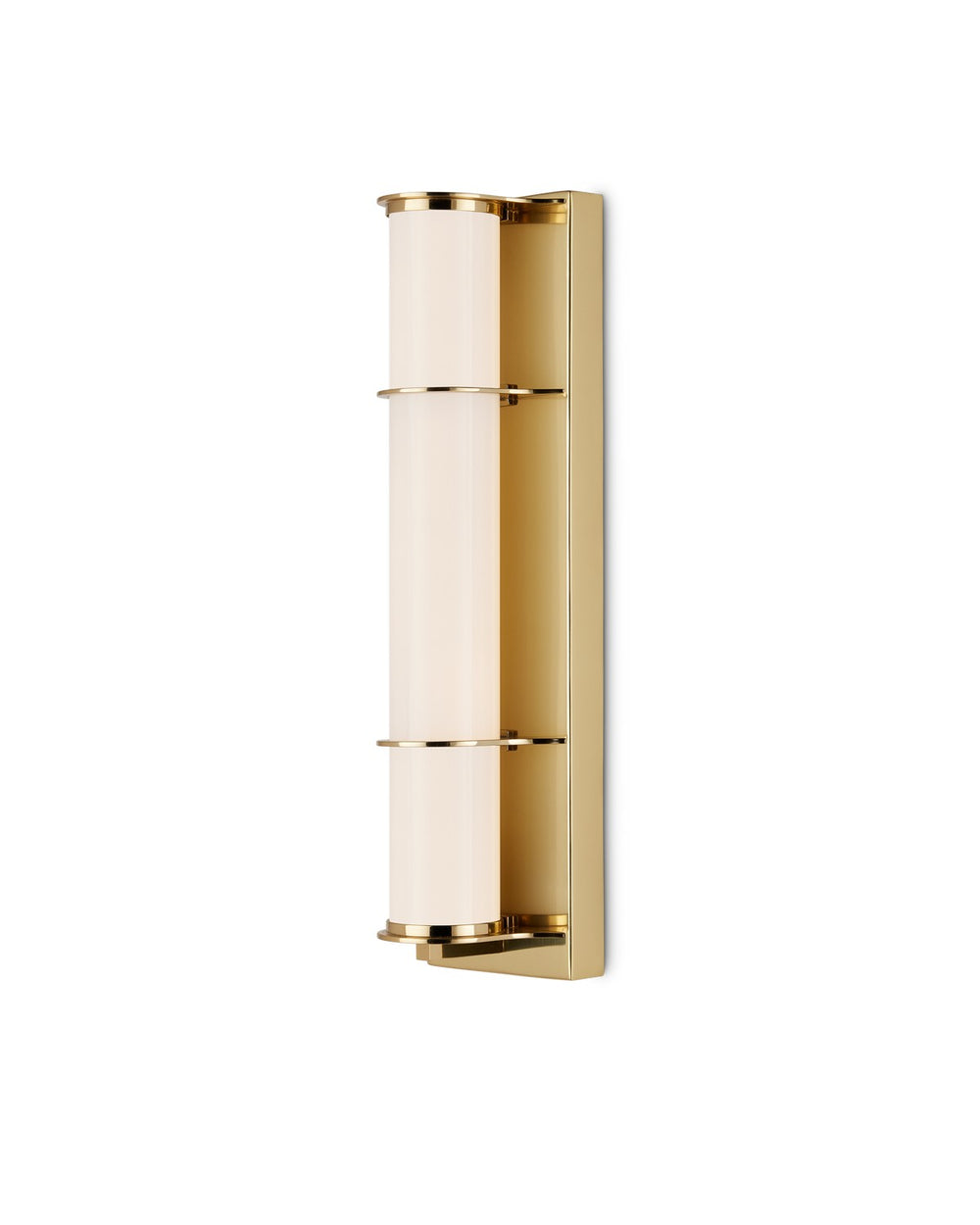 Currey and Company - One Light Bath Wall Sconce - Blaine Collection - Polished Brass / White- Union Lighting Luminaires Decor